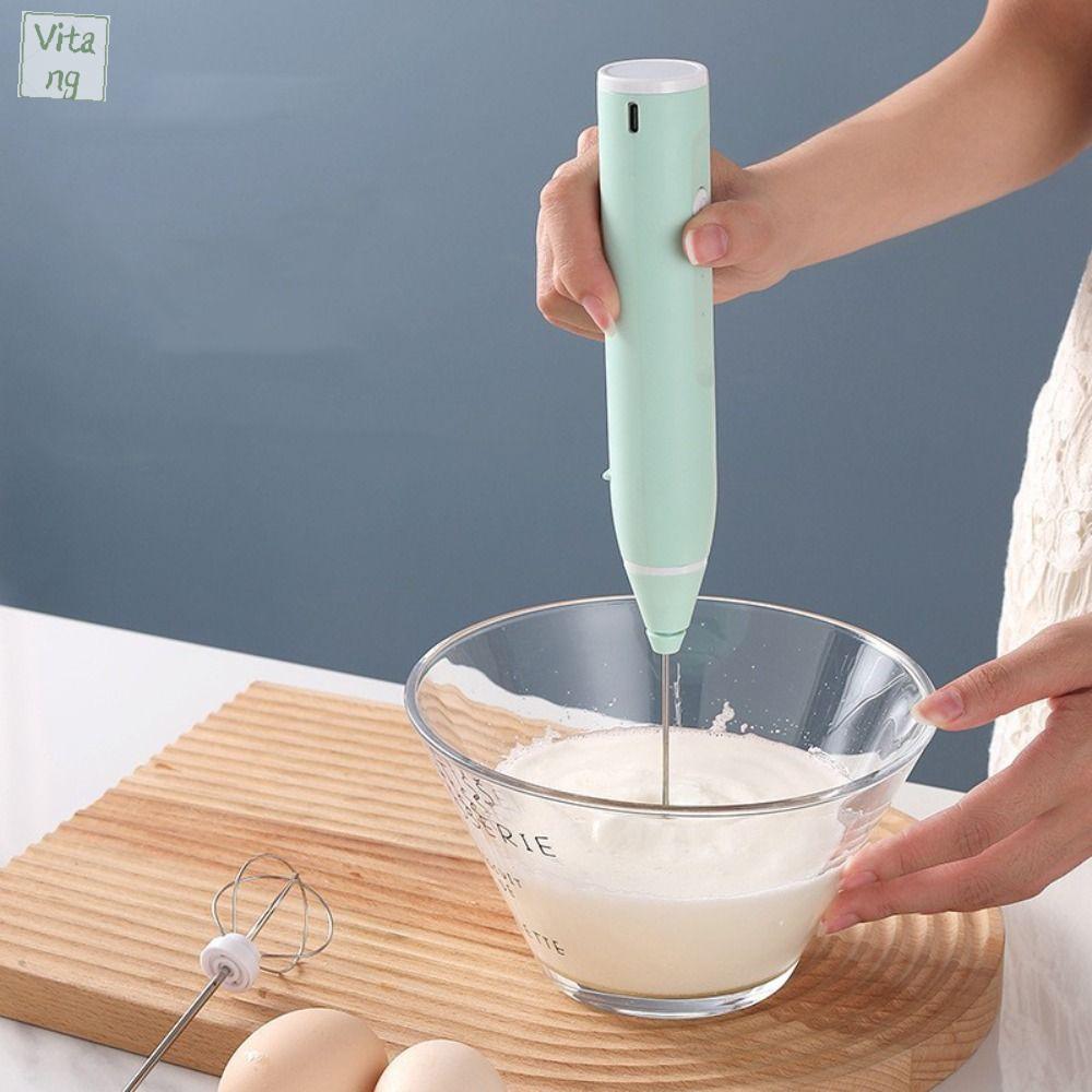 VITANG Thiết bị cầm tay Máy tạo bọt sữa điện 3 tốc độ bánh răng Có thể sạc lại qua USB Máy đánh trứng cà phê Mini Tiếng ồn thấp Máy đánh trứng Kem