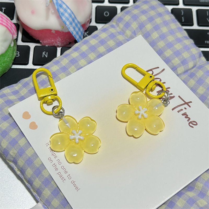 PICOK Trong Suốt Hoa Anh Đào Hoa Mặt Dây Chuyền Keychain Cho Cô Gái Phụ Nữ Keyring Ngọt Ngào Sáng Tạo Ba Lô Trang Trí Phụ Kiện Quà Tặng