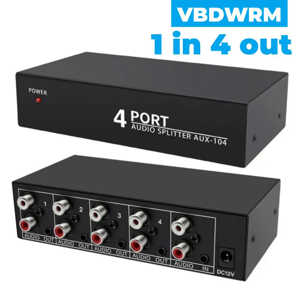 RCA AUX Âm Thanh Splitter 1 Trong 4 out Stereo Âm Thanh Nhà Phân Phối 3.5Mm LR Aux Để 4 out Splitter Cho PC Máy Tính Xách Tay DVD Loa