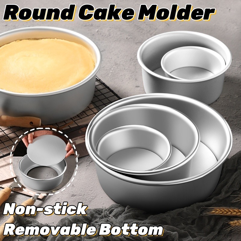 Aluminum Nonstick Round Cake Pan Set with Removable Bottom