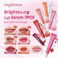 Glad2Glow BRIGHTENING LIP SERUM 7g Serum Bibir Mencerahkan Melembabkan dan menambahkan warna 3in1 liptint lipstick lipcream & Metal Applicatior cooling sensation Tahan Lama dan Vitamin E dan Vitamin C Cushion