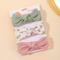 3 cái nơ băng đô cho bé màu trơn in dây buộc tóc bé gái sơ sinh Turban dễ thương tai thỏ Nylon headwrap Phụ kiện tóc trẻ em
