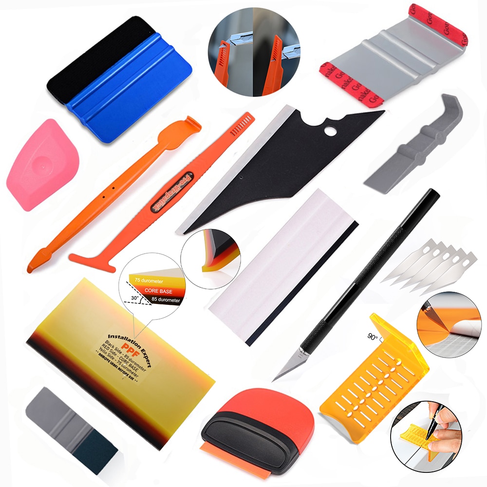 Foshio Bọc Xe Phụ Kiện Tự Động màng Carbon Vinyl Cài Đặt Scr Công Cụ Dán Dao Cửa Sổ Màu Sắc Mềm Squeegee Bộ Eyznvx
