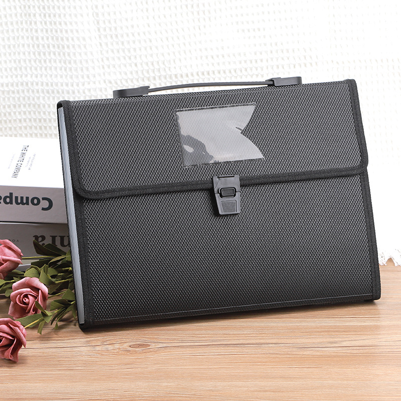 A4 Document storage with handle large capacity File Folder diamond pattern portable buckle file pack