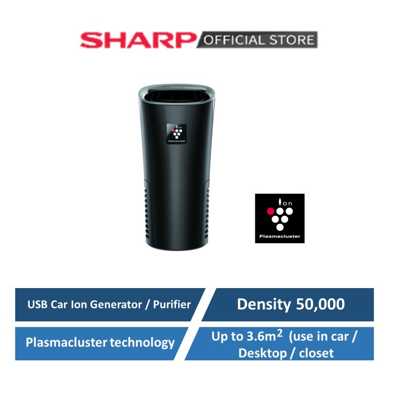 SHARP Plasmacluster Car Ion Generator IG-NX2E-B | Ideal for area 3.6msq | USB powered | Plasmacluster ion density 50,000 | Pm10 dust catcher filter Singapore