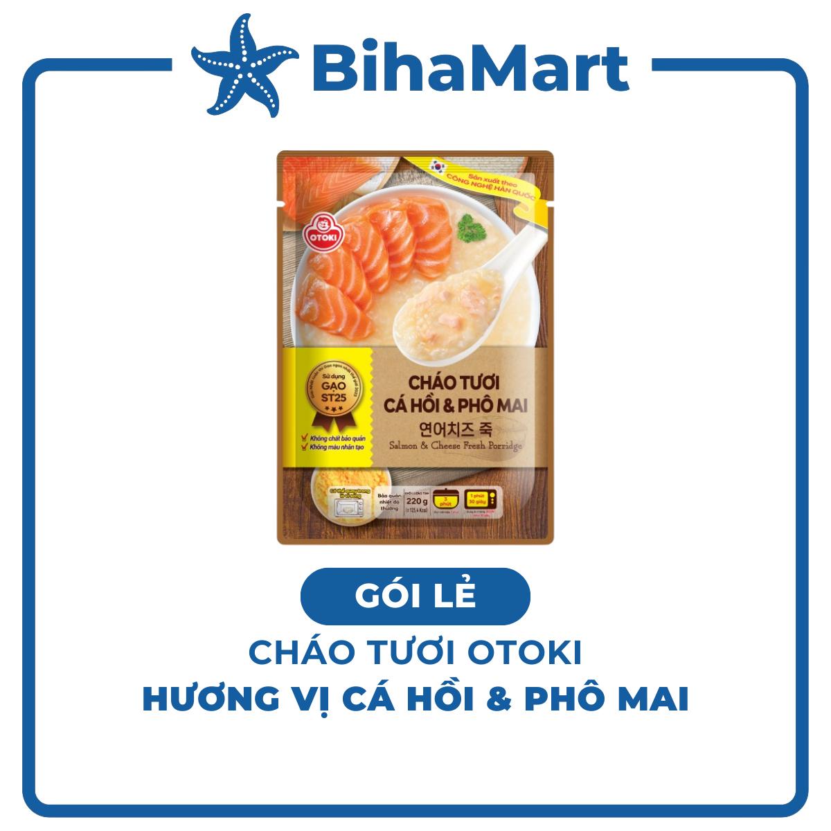 [GÓI LẺ] - OTOKI - Cháo tươi Otoki hương vị Cá hồi & Phô mai, Cháo tươi Ottogi Hàn Quốc, Cháo Otoki ăn liền (220g/gói)