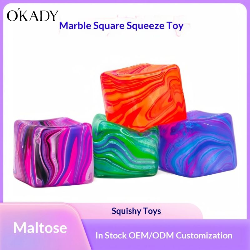 OKADY Stress Relief Squishy Cube with Marble Pattern - Soft TPR Sensory Toy for Adults and Kids ราคา 58 บาท*ส่งฟรี