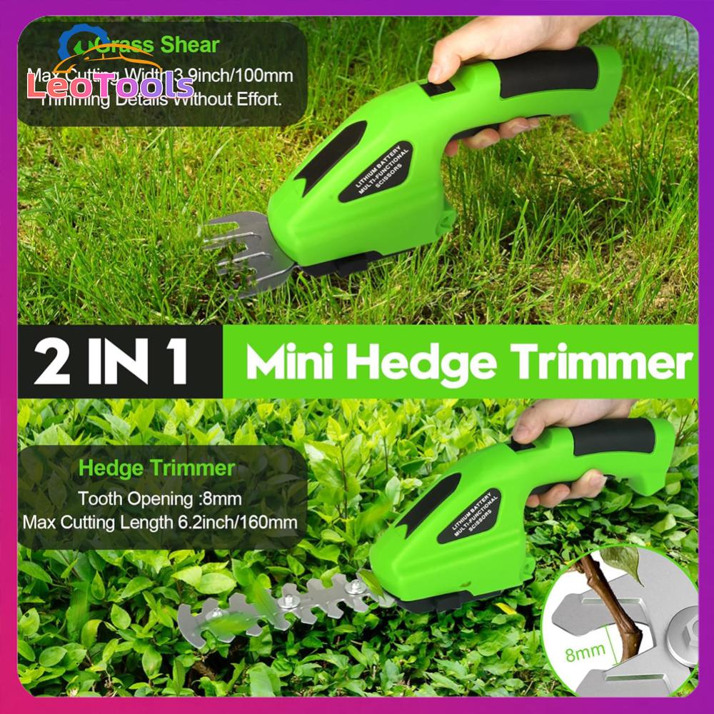 2 in 1 Cordless Electric Hedge Trimmer 7.2V Electric Grass Cutter Electric Grass Trimmer Weeding Pruning Saw Shrub Shear ราคา 491 บาท*ส่งฟรี