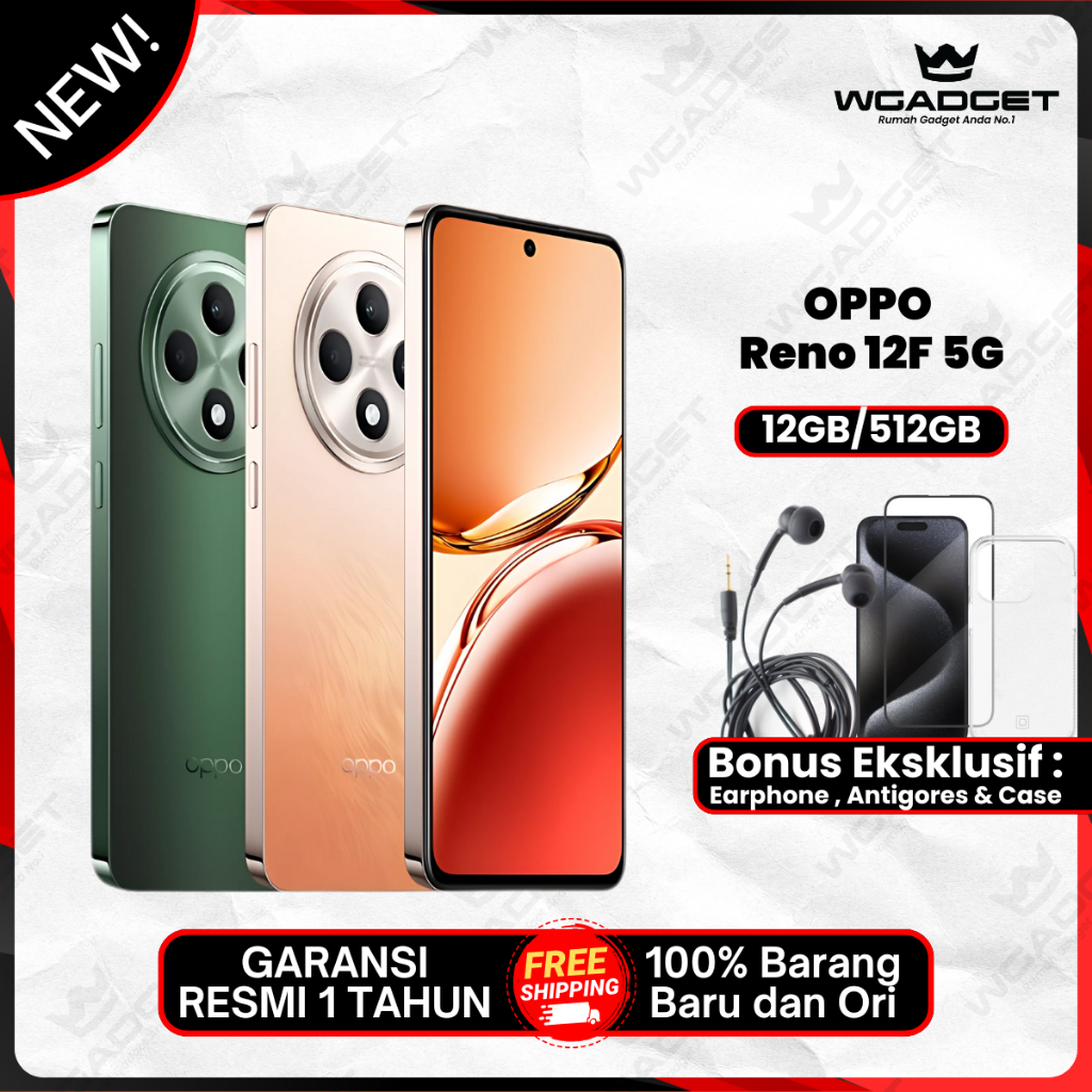 Oppo Reno 12 F 5G [12/512 GB] [12/256 GB] 4G [8/256 GB] Garansi Resmi Harga  4,299,000 Ringgit*Penghantaran Percuma