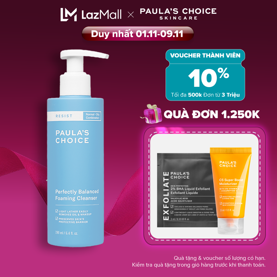 Sữa rửa mặt cân bằng da hoàn hảo Paula’s Choice RESIST Perfectly Balanced Foaming Cleanser 7830