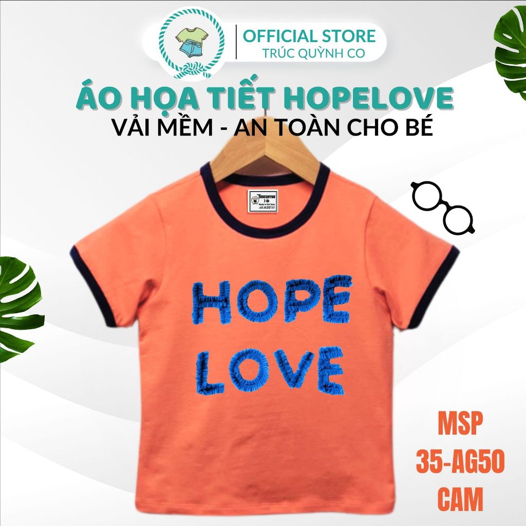 Áo thun tay lỡ Hope Love- Cho Bé Gái Trúc Quỳnh Co bé 12kg đến 52kg