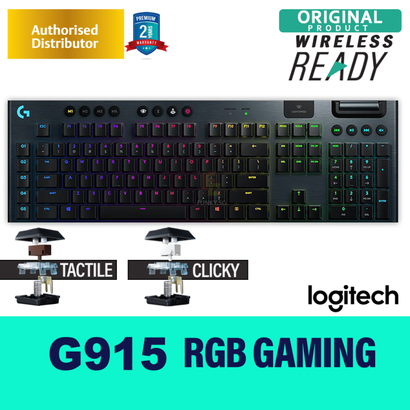 Logitech G915 Lightspeed Wireless RGB Mechanical Gaming Keyboard With Tactile or Clicky Switch (2 Years Warranty) Singapore