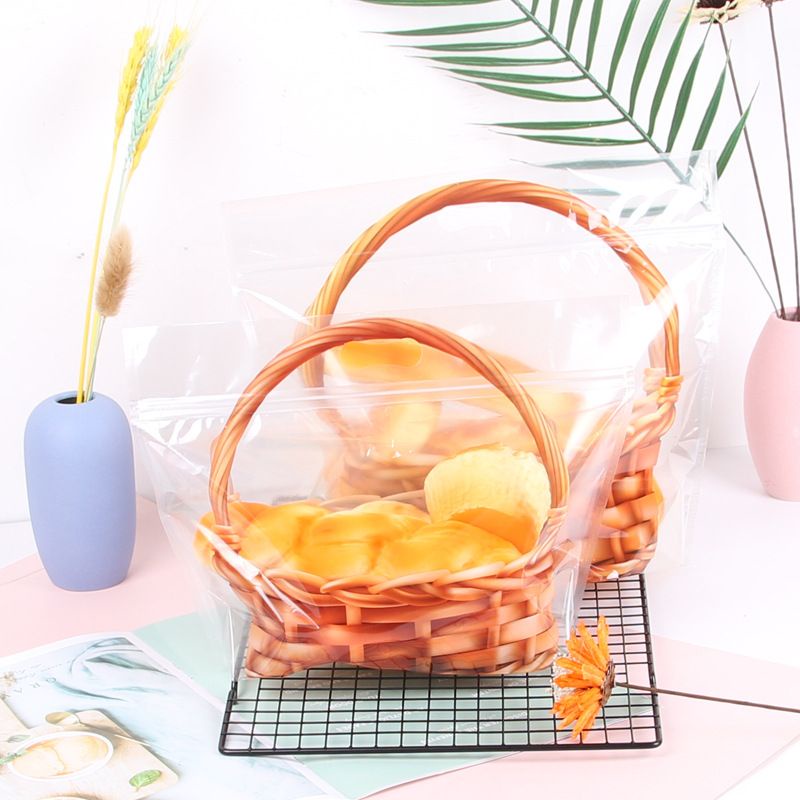 Túi zip hình giỏ tre đan lát đựng bánh mì Size Trung 10 túi