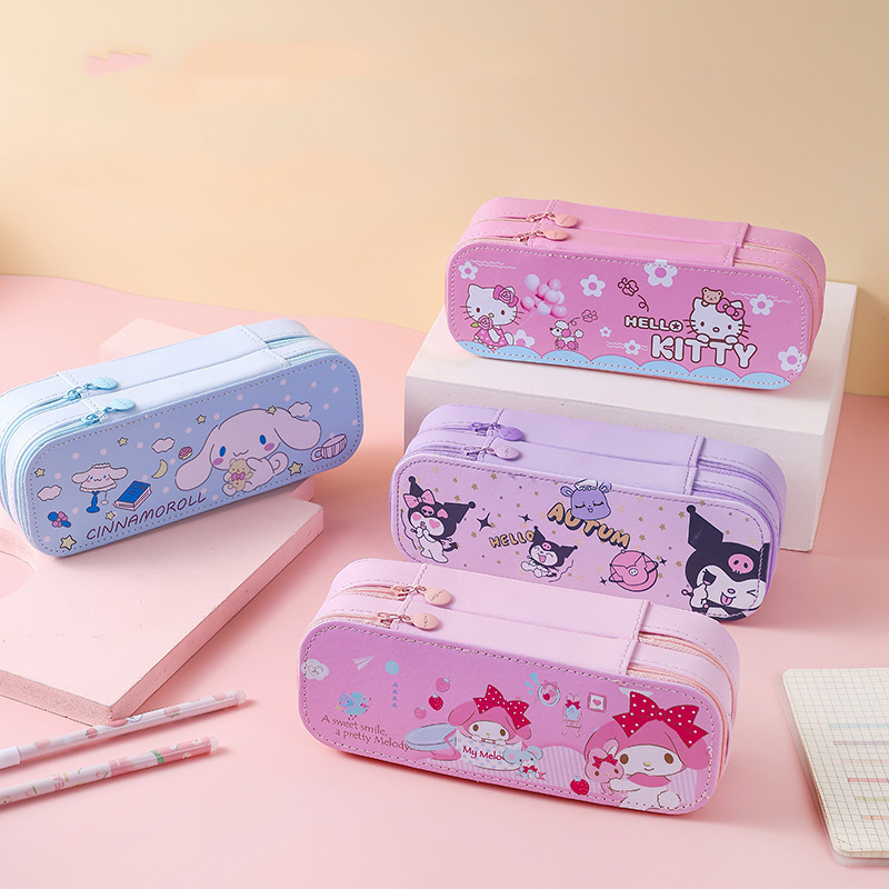 Double-layer large-capacity pencil case Kulomi Cinnamon Dog Melody KT Cat pencil case girl elementary school student cute