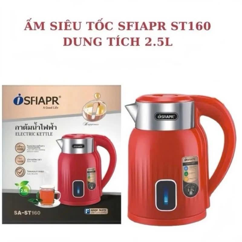Ấm Đun Nước Siêu Tốc INOX 304 SFIAPR Cao Cấp 3 Lớp 1500W Dung Tích 2,5L - Bình Đun Nước, Ấm Siêu Tốc