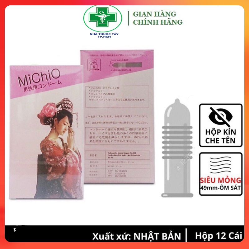 Bao cao su Michio Gân Gai Nhập Khẩu Nhật Bản (Hộp 12 cái)