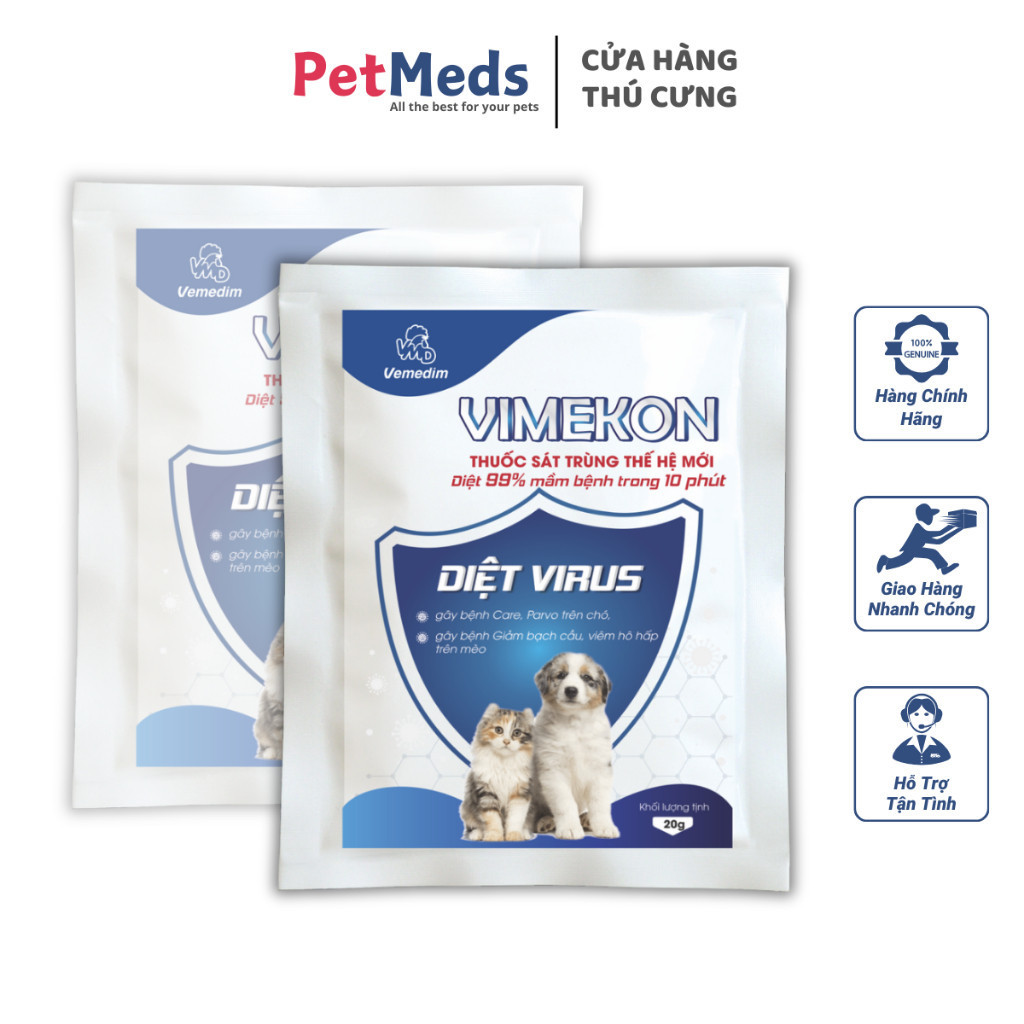 Vimekon Vemedim Bột Sát Trùng Diệt Khuẩn Gây Bệnh Ở Chó Mèo - Gói 20g