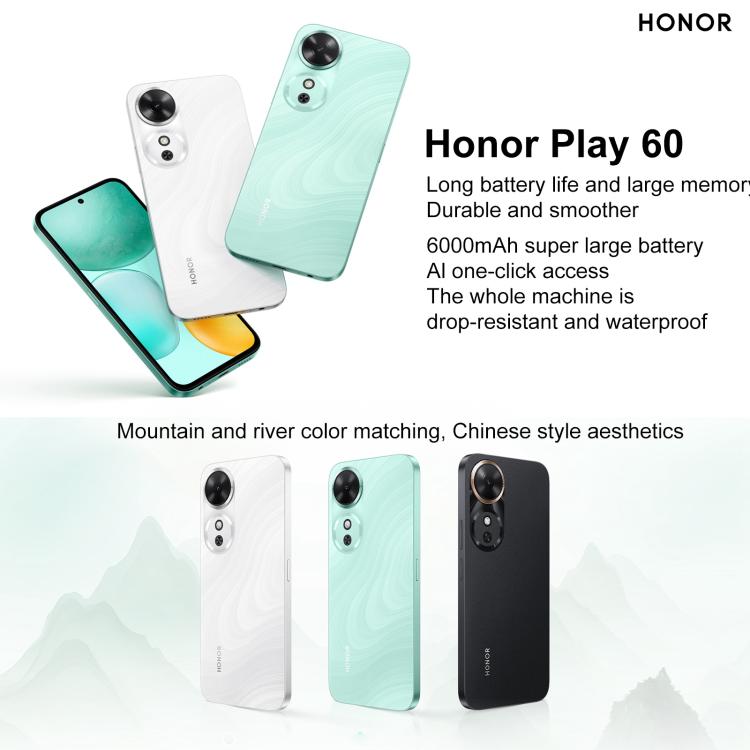 Honor Play 60, 6GB+128GB, Side Fingerprint, 6.61 inch MagicOS 9.0 Dimensity 6300 Octa Core, Network: 5G, OTG,Not Support Goog.le Play ราคา 13,265 บาท*ส่งฟรี
