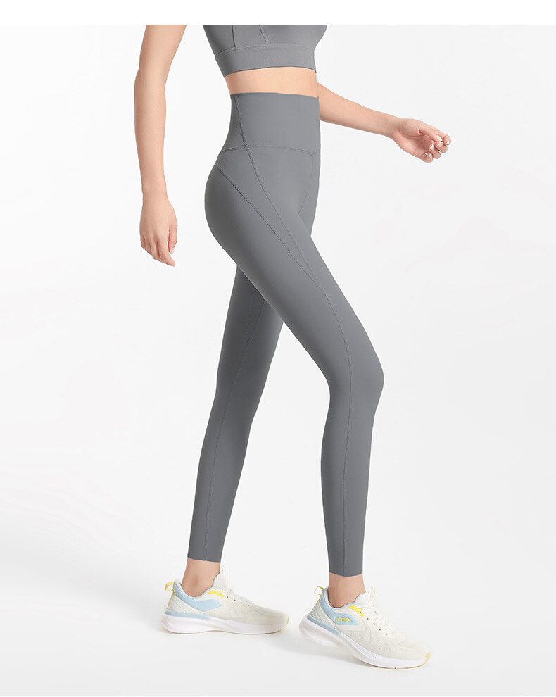 Pantaloni da yoga in lycra da donna color cammello e leggings da palestra senza cuciture