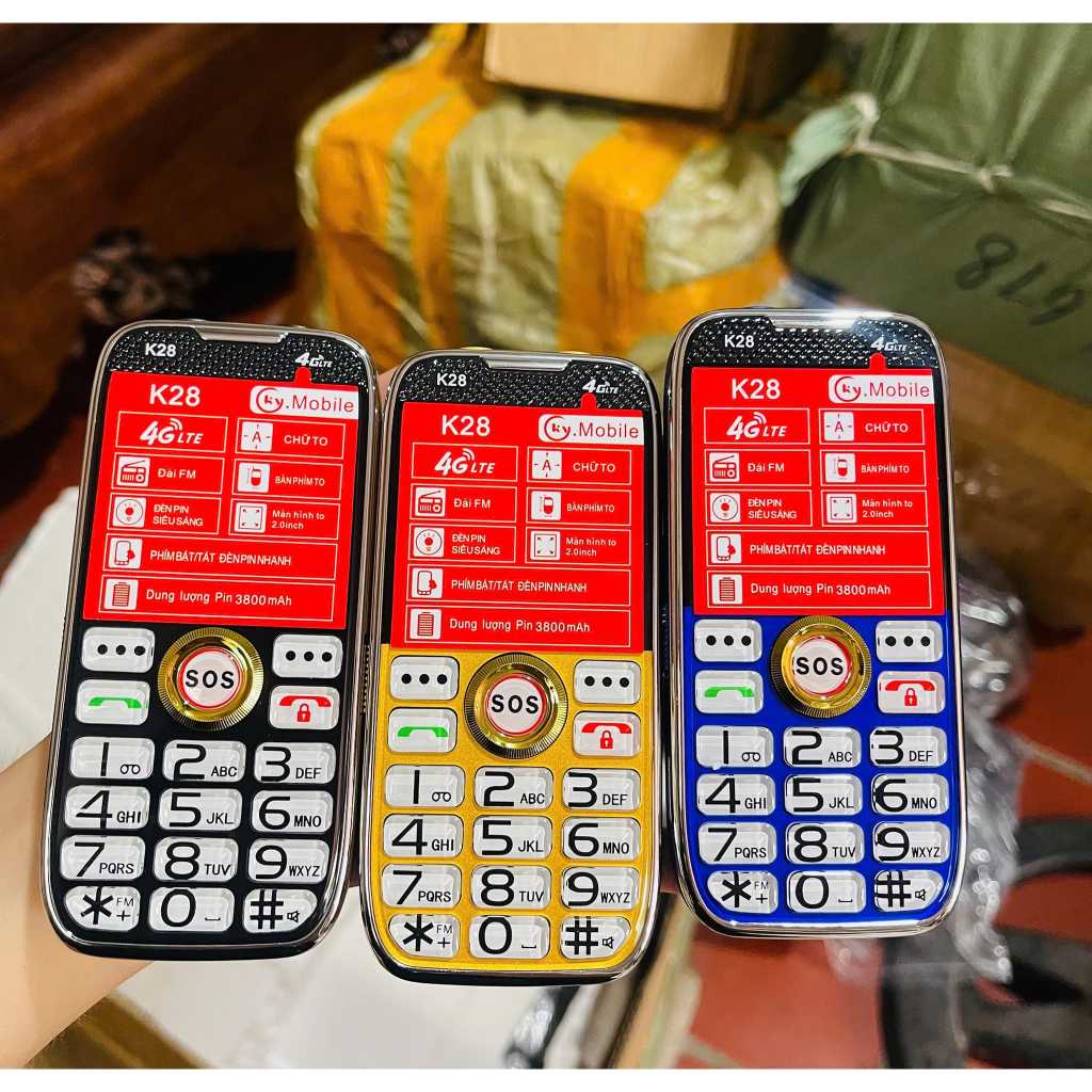 Điện thoại người già K28 4G -ky-mobile, pin siêu khỏe, hàng chính hãng- bảo hành 12 tháng