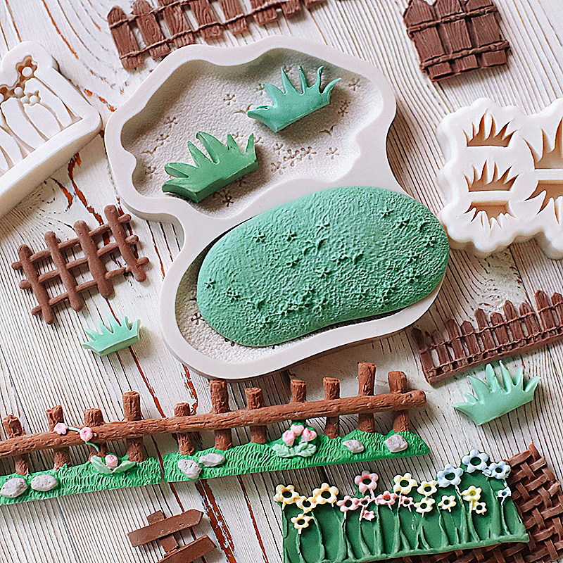 hpli97 7K1 Baking Tool Rural Lawn Fence Road Sign Silicone Flip Sugar Cake Mold Bread, Cake & Cookie Accessories