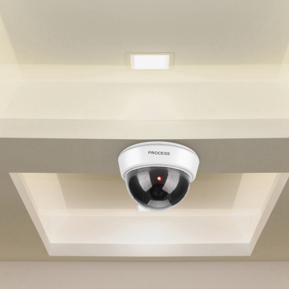 Trắng Dome Dummy giám sát an ninh gia đình máy ảnh với simulated IR đỏ nhấp nháy đèn