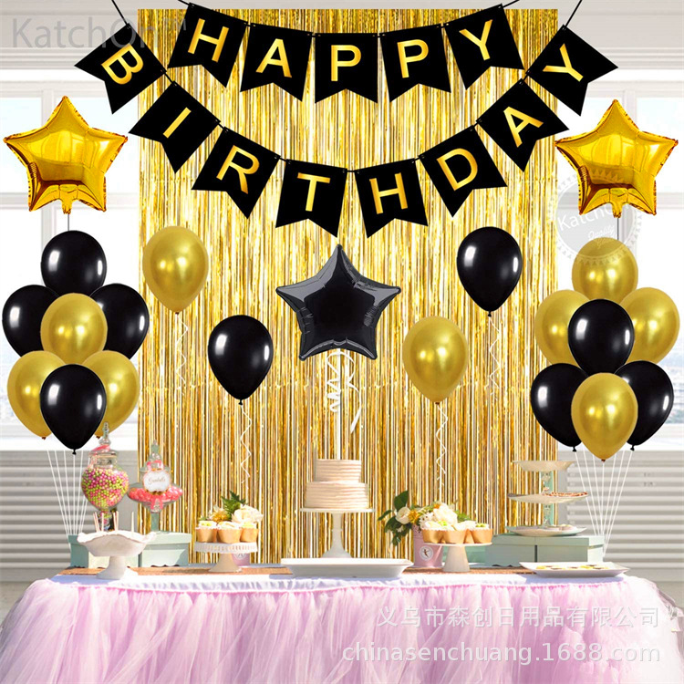 Birthday Party Balloons Black Gold With Great S And Mar 2022 Lazada Philippines - Purple And Gold Party Decoration Ideas