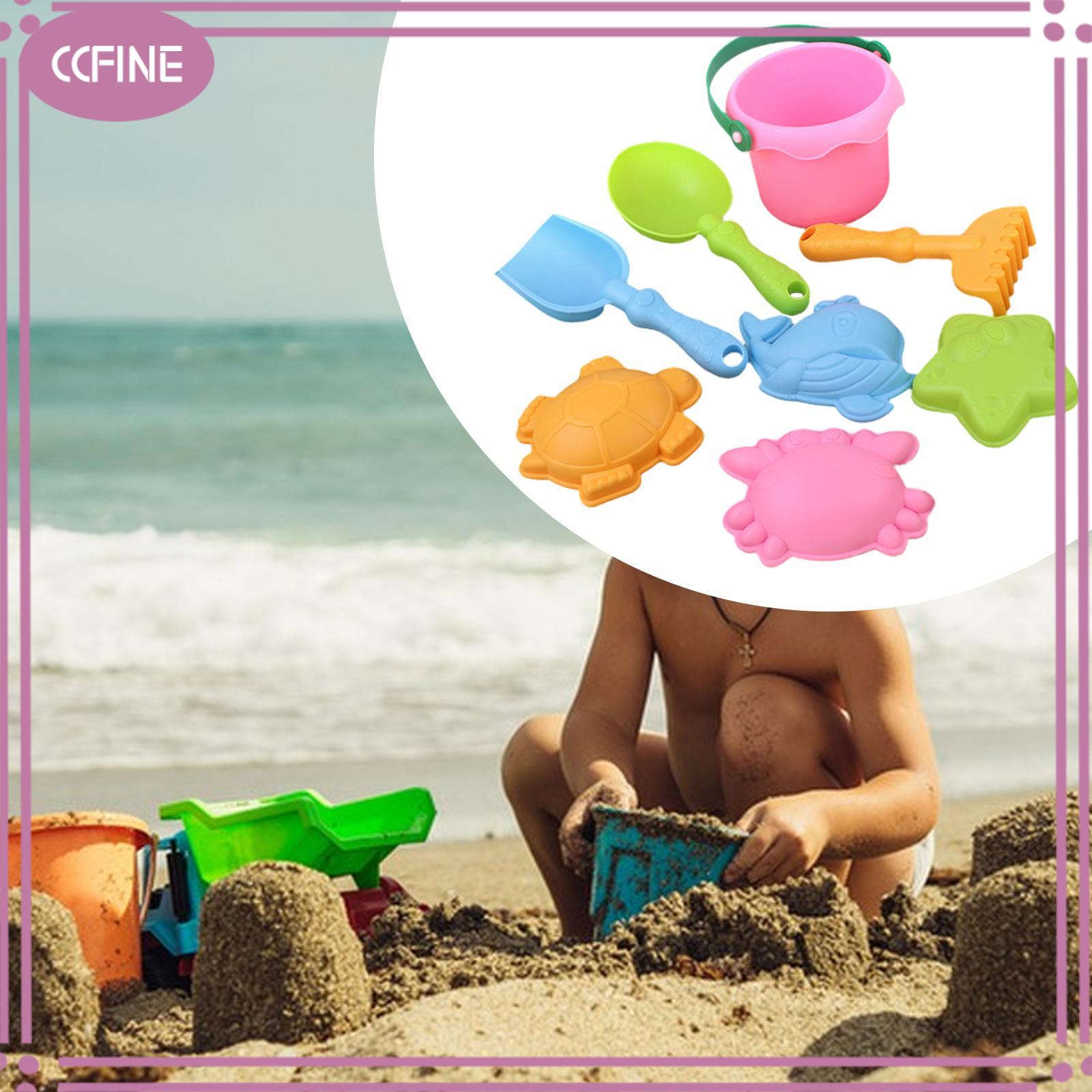 Ccfine 8 cái Đồ chơi bãi biển đồ chơi cát Bộ dễ dàng để thực hiện món quà sinh nhật xô Spade và Rake cho Đảng ủng hộ Nam Nữ sân chơi du lịch