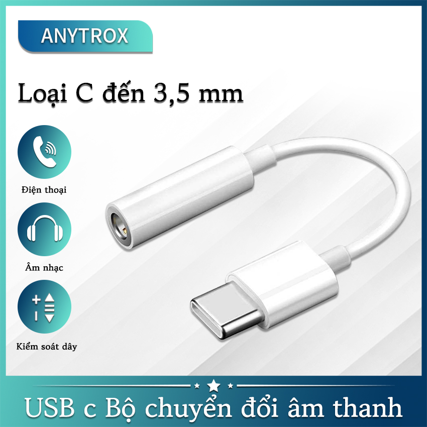 ANYTROX Bộ chuyển đổi Bộ chia giắc cắm tai nghe USB-C sang 3,5 mm