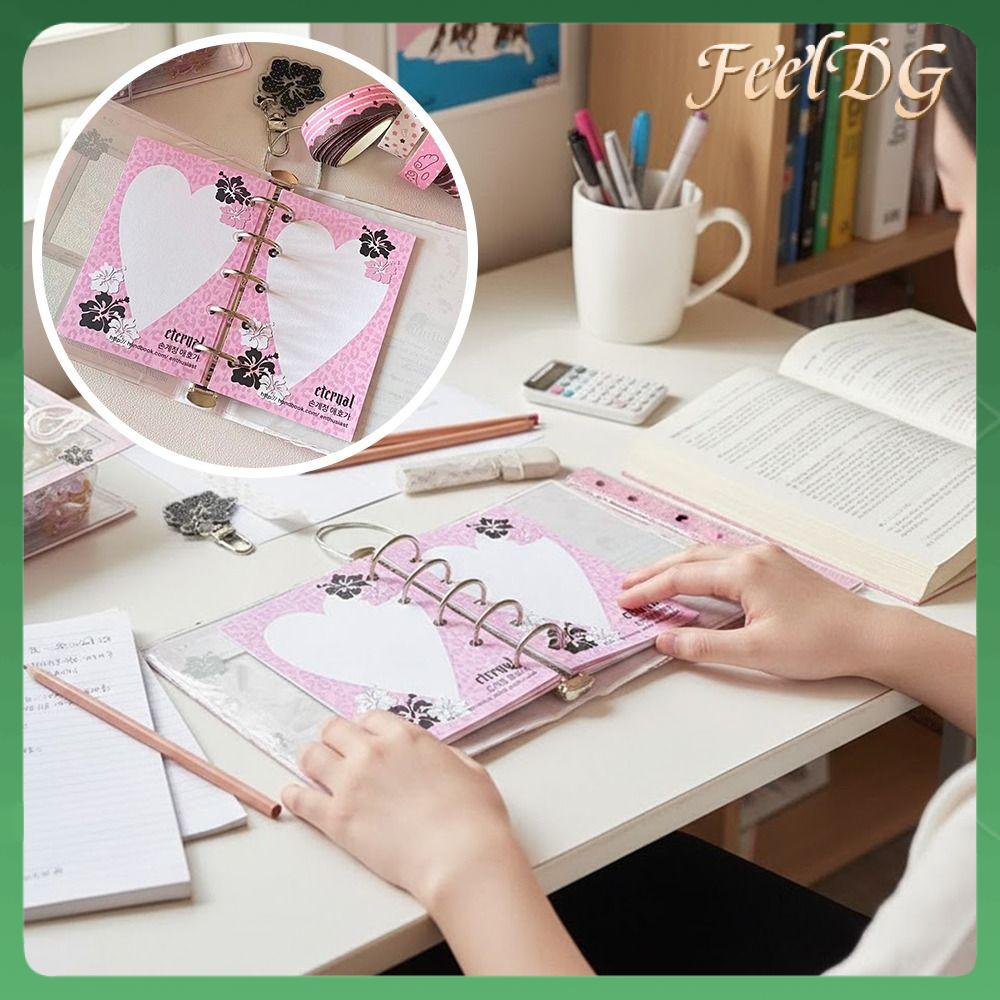 FEELDG Mẫu hoa Hibiscus Nhật ký Mini M5 Thiết kế lá rời Trong suốt Sổ ghi chú bìa cứng Chất lượng cao Sổ kế hoạch Sinh viên
