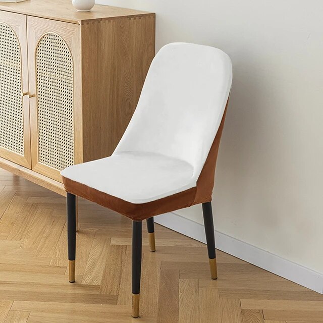 New Velvet Curved Chair Covers Office Chair Seat Cover Machine Washable Dustproof Backrest Chair Cover for Home Decoration 1Pcs