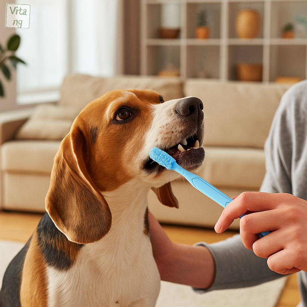VITANG Đầu đôi Bàn chải đánh răng cho chó Tiết kiệm công sức Bền bỉ Dụng cụ vệ sinh răng miệng Thực tế Nhẹ nhàng Bàn chải đánh răng cho mèo Chăm sóc hàng ngày