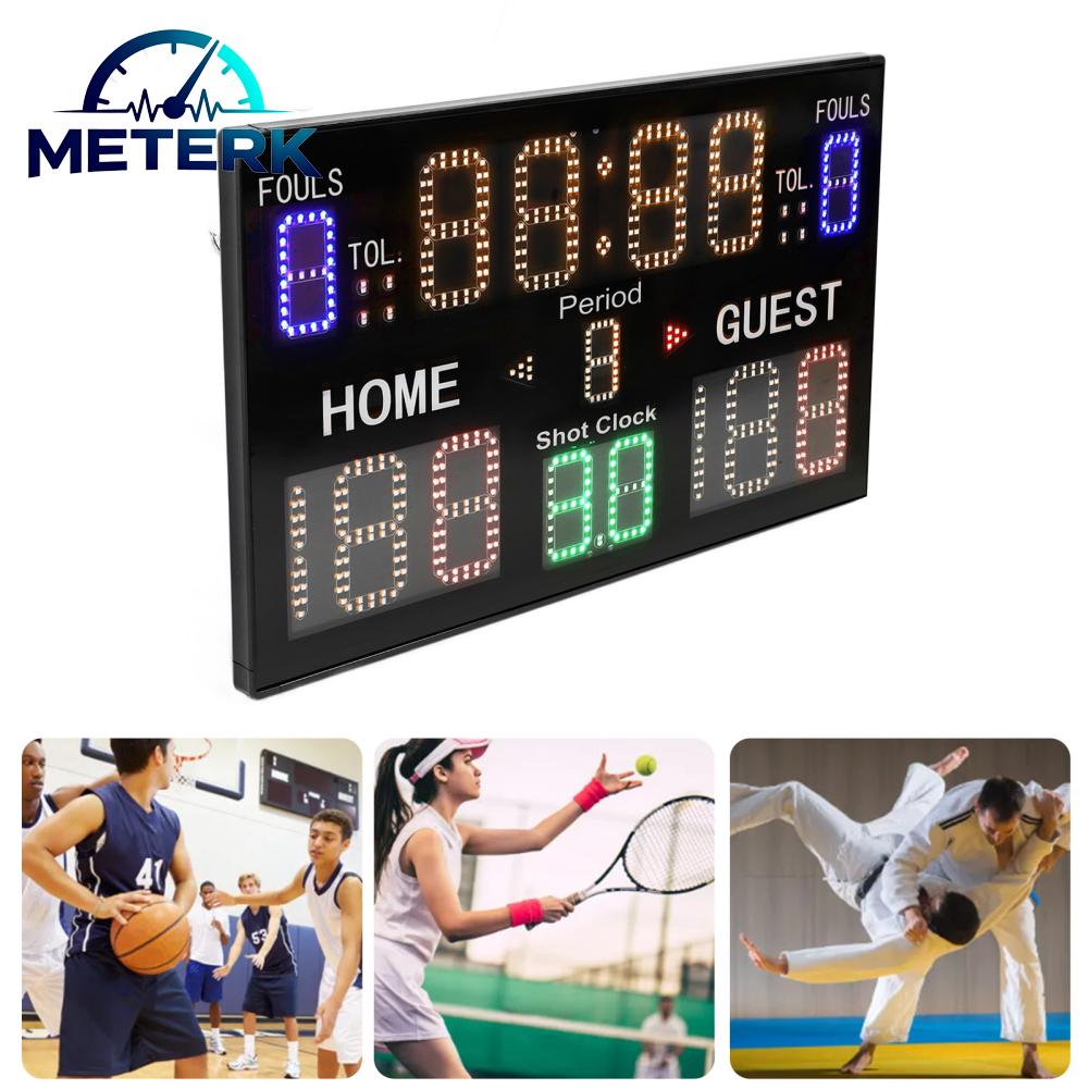 Meterk ป้ายบอกคะแนนอิเล็กทรอนิกส์ 8 โหมดติดตั้งง่ายป้ายบอกคะแนนแบบตั้งโต๊ะแบบพกพาขนาดกะทัดรัด Multisport 15 หลักจอแสดงผล LED สำหรับโรงยิมศูนย์นันทนาการ ราคา 13,426 บาท*ส่งฟรี