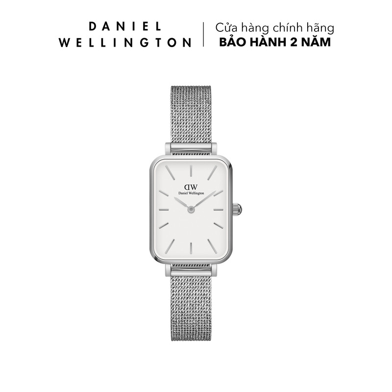 Đồng hồ Daniel Wellington dây lưới thép - DW00100438 20x26 mm Quadro 20X26 Pressed Sterling S White Mặt Trắng Vỏ Bạc