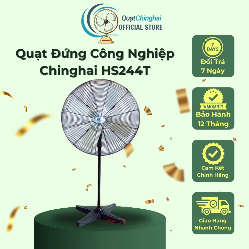 Quạt đứng công nghiệp Ching Hai HS244T, Sải cánh 60cm, Bảo Hành 12 Tháng Chính Hãng