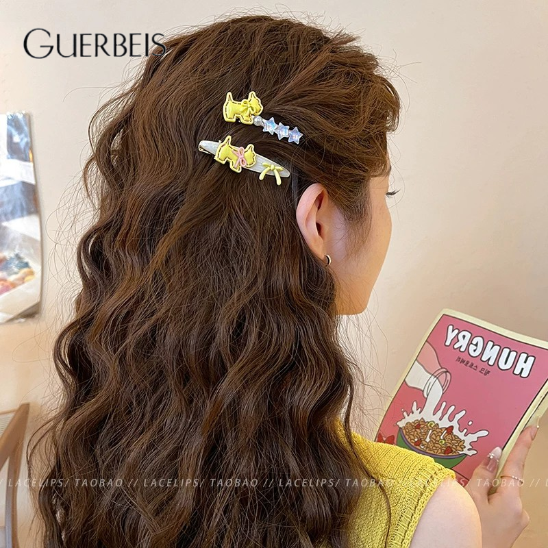 GUERBEIS Cute Cartoon Dog Hair Clips for Women, Adorable Side Clip with Bow and Star Design, Stylish Hair Accessories for Daily Wear ราคา 33 บาท*ส่งฟรี