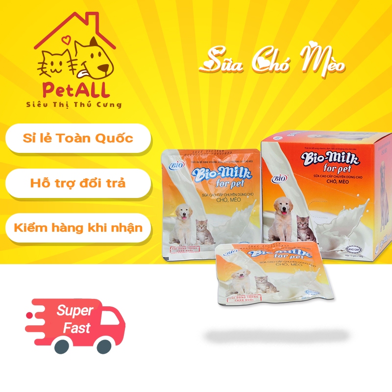Hộp 15 Gói - Sữa Bio Milk Cho Chó Mèo, Sữa Bột Biomilk Dùng Để Nuôi Chó Mèo Sơ Sinh
