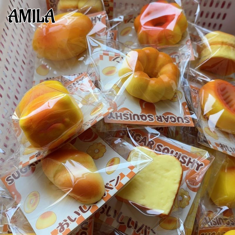 AMILA Soft Squishy Food Simulation Toys with Slow Rebound, Stress Relief for Kids and Adults, Realistic Bread Shapes in Individual Packaging ราคา 57 บาท*ส่งฟรี