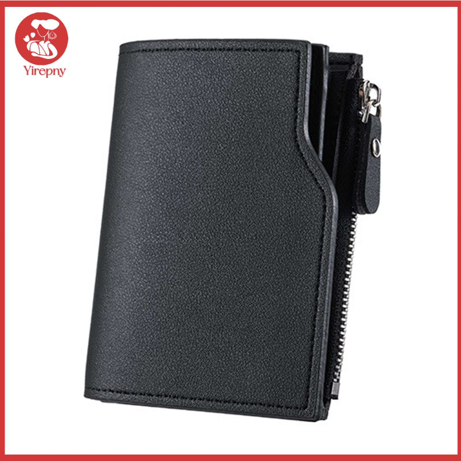 อุปกรณ์ไอทีและแก็ดเจ็ต Yirepny Tri-Fold Wallet Men Short Card Wallet Men's Slim Tri-Fold Card Wallet Large Capacity with Id Window Zipper Coin Pocket Cash Holder - ของขวัญที่สมบูรณ์แบบสำหรับพ่อหรือสามี ทนทานและสำหรับทุกวัน ราคา 136 บาท*ส่งฟรี