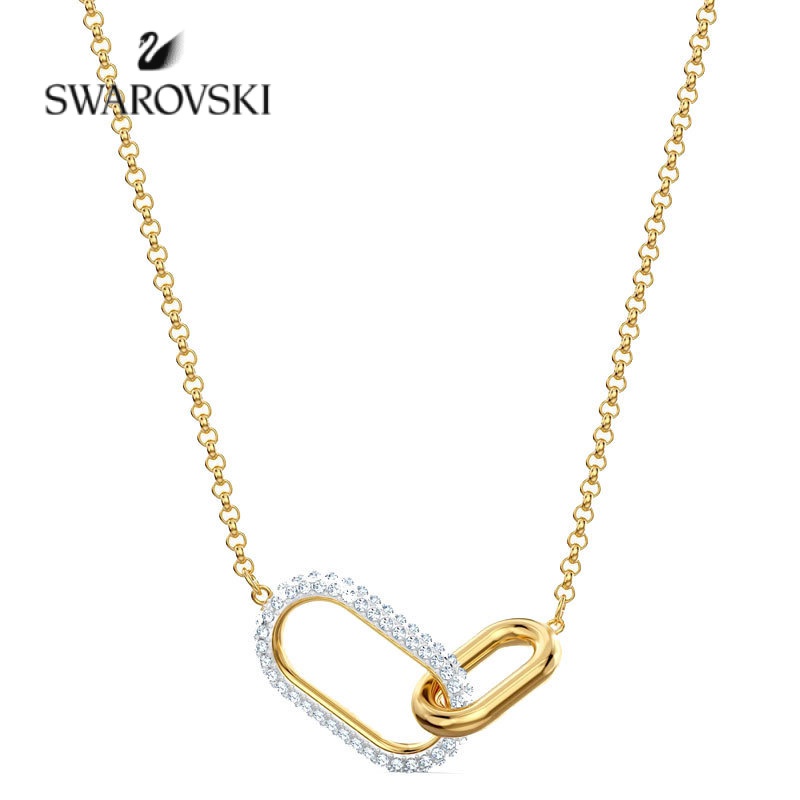 Swarovski Gold Ring Lock Necklace Female Asymmetric Clavicle Chain Female