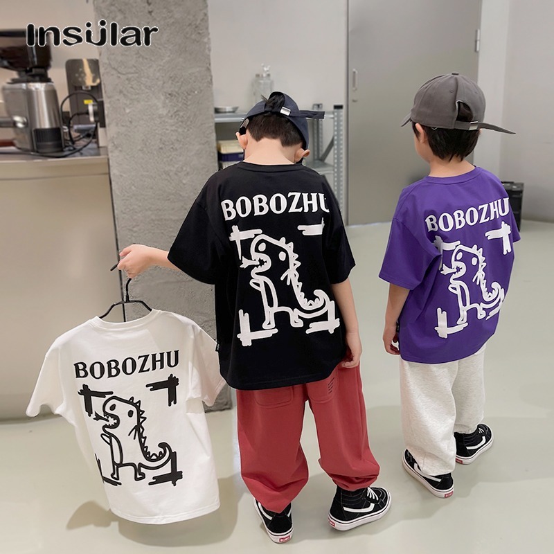 LS เสื้อยืดแขนสั้นพิมพ์ลายแฟนหนุ่มผ้าฝ้ายแท้เสื้อยืดหลวมฤดูร้อนใหม่สำหรับเด็ก ราคา  214 บาท*ส่งฟรี