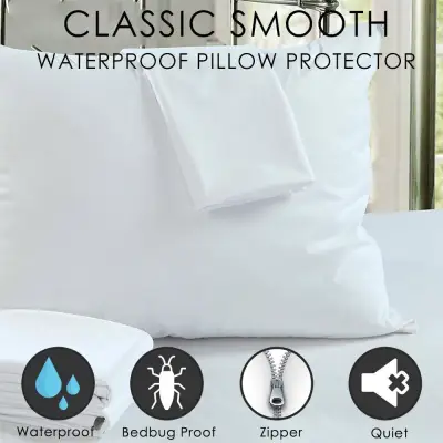 [Bed Bug Lock] 48x74cm Waterproof Pillow Encasement/Protector Protect Against Fluid Spills,Dust Mites Seamless Zipper 1pc