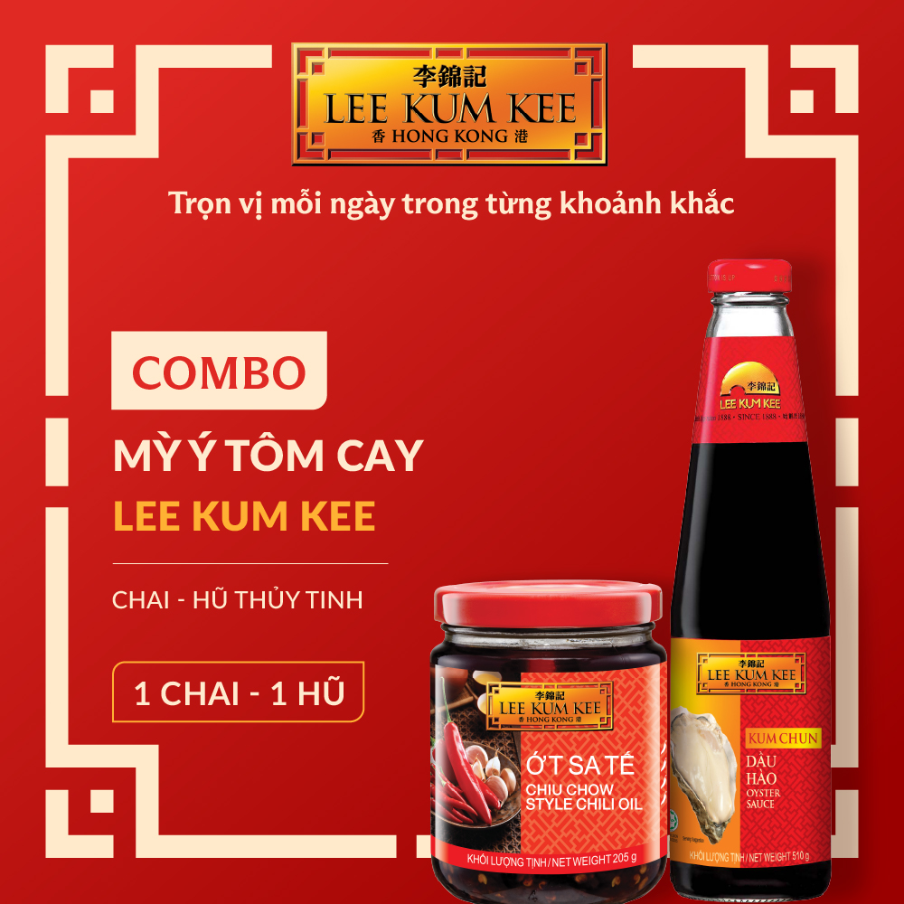 [Đơn 150K Tặng Gói Sốt] Combo Mỳ Ý tôm cay LEE KUM KEE gồm 01 Hũ Ớt sa tế Triều Châu 205 gram & 01 Chai Dầu hào Kum Chun 510 gram