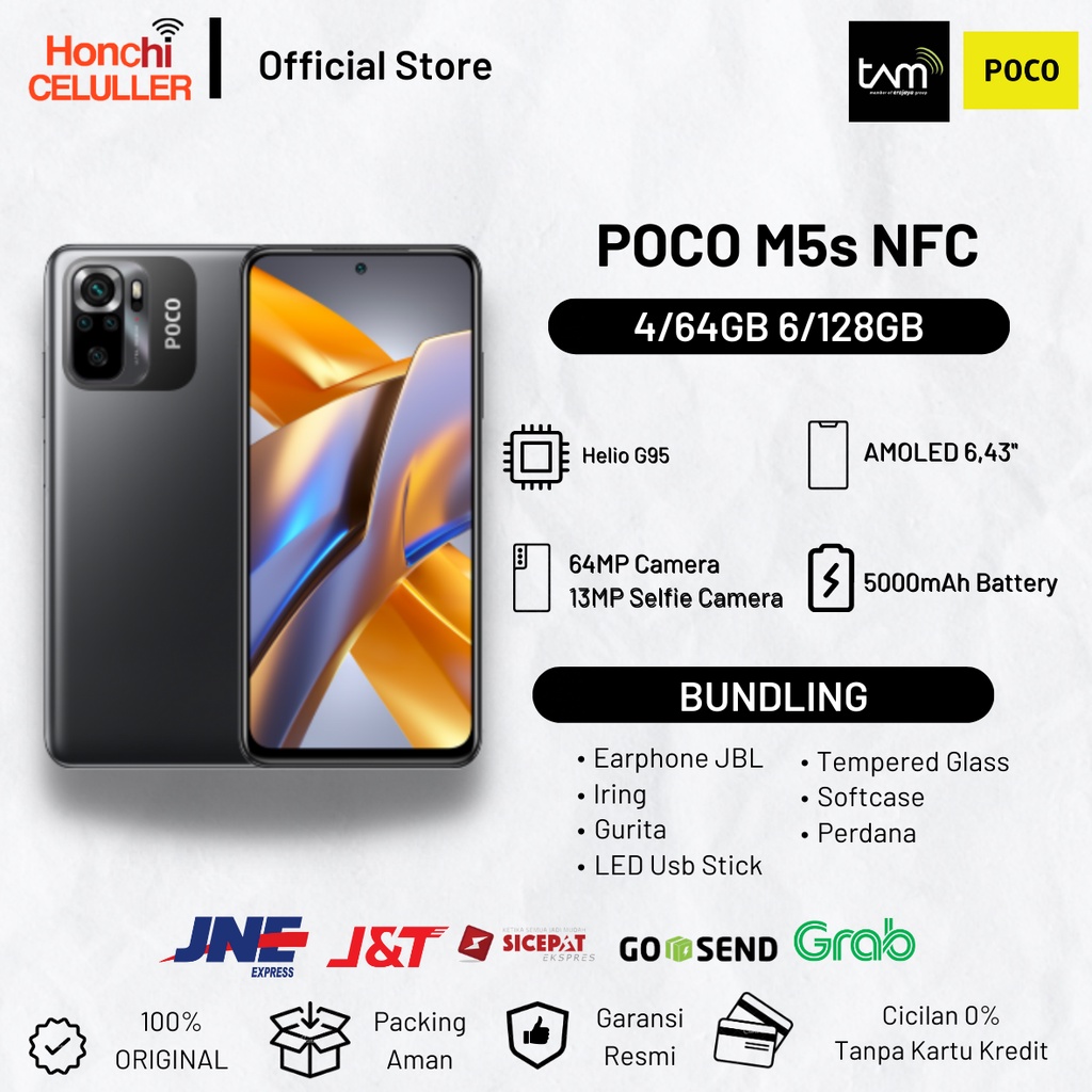 Xiaomi POCO M5s 6/128GB 4/64GB Garansi Resmi POCO Indonesia TAM Harga 1,999,000 rupiah*Gratis Ongkir