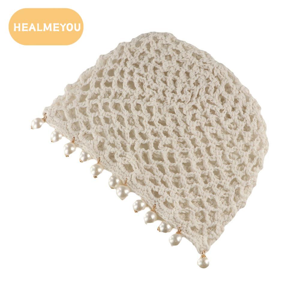 HEALMEYOU สไตล์โบฮีเมียน หมวกถักโครเชต์กลวง ลูกปัดกลมกลม กลวงออก หมวกสไตล์ชนเผ่า น่ารักน่ารักๆ ผ้าทอทอ หมวกบีนนี่ถัก อุปกรณ์เสริมเครื่องแต่งกาย ราคา 172 บาท*ส่งฟรี