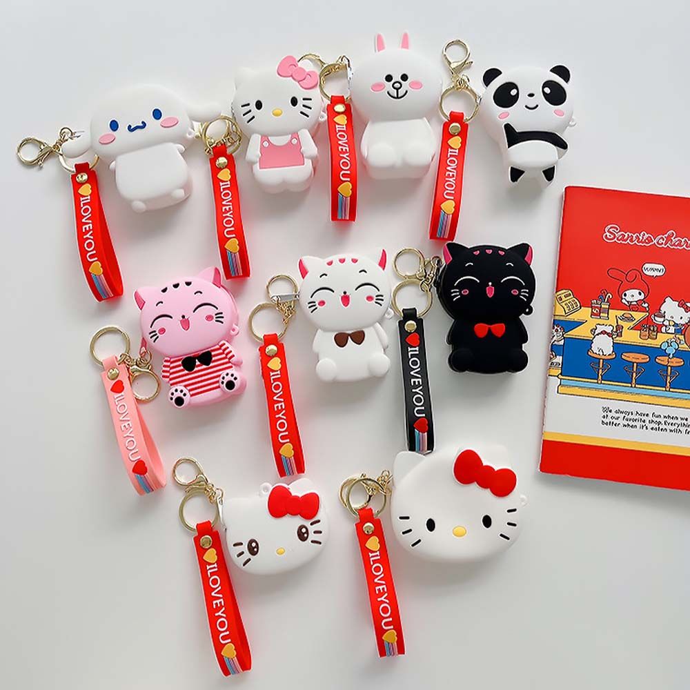 ROMOLA Girls Portable Panda Cinnamoroll Dog Zipper Purse Lanyard Wallet