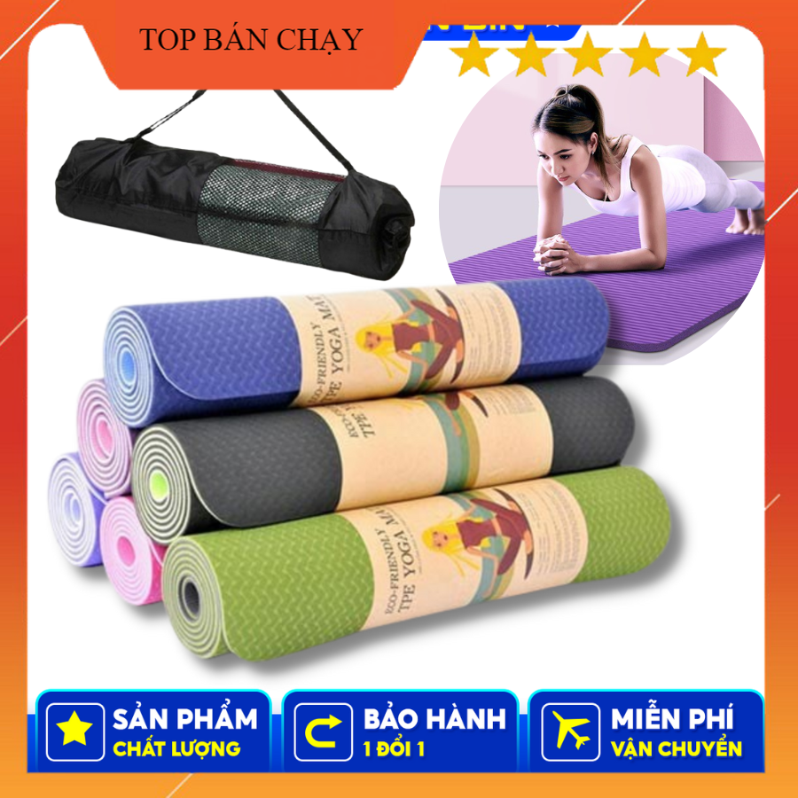 Thảm tập yoga chống trượt có túi, Thảm tập yoga TPE cao cấp, Thảm tập thể dục tại nhà, Thảm tập gym, thảm tập yoga định tuyến