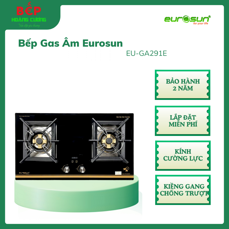 Eurosun Eu-Ga291E Built-In Gas Stove - 2 Burners - Quick Ignition Sensor - Gas Spill Protection - Anti-Rust 304 Stainless Steel Stove Tray - Increases Product Durability