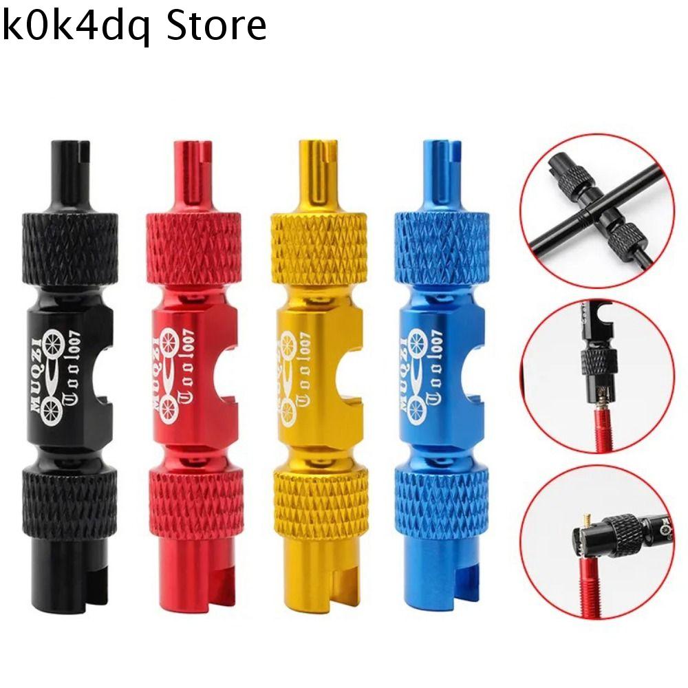 K0K4DQ Hợp kim nhôm Cờ lê đầu phun lốp xe đa năng Đa chức năng Hai đầu Dụng cụ Lõi van Dụng cụ tháo Lõi van Vòi phun Mỹ Cờ lê tháo van Đạp xe