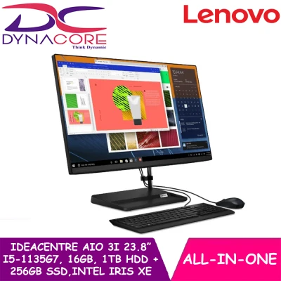 DYNACORE - LENOVO IdeaCentre AIO 3i | F0G0003WST | 23.8 In FHD | i5-1135G7 | 16GB | 1TB HDD + 256GB SSD | WIN 10 HOME | FREE KEYBOARD + MOUSE | 3 YEARS ON-SITE WARRANTY